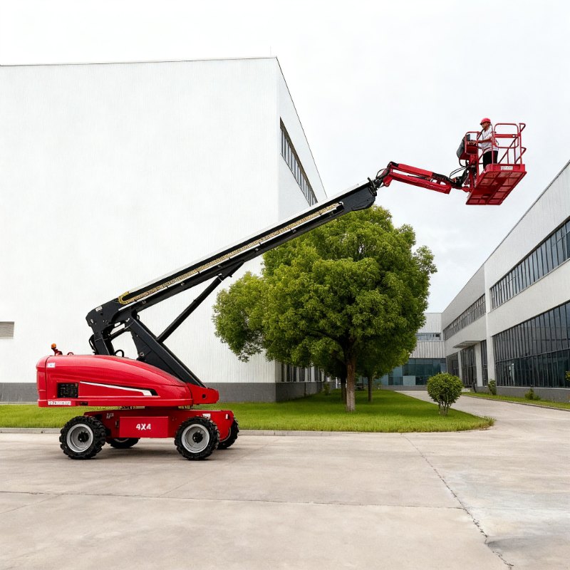 Operator Using Straight Boom Lift for Construction Work