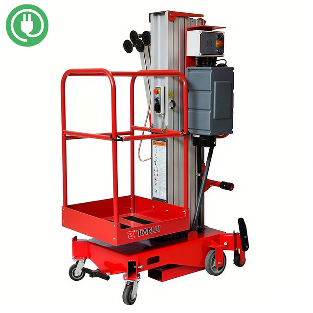 6m Single-Mast Vertical Lift Max. Warehouse Storage Areas Access Goods on High Shelves.